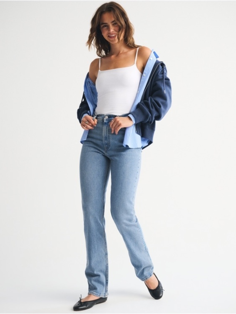 Abercrombie & Fitch Women's 90s Straight Ultra High-Rise Blue Jeans Sz 32/14 S